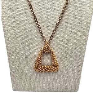 Sarah Coventry Triangle Pendant Necklace Gold Geometric - Classic Elegance